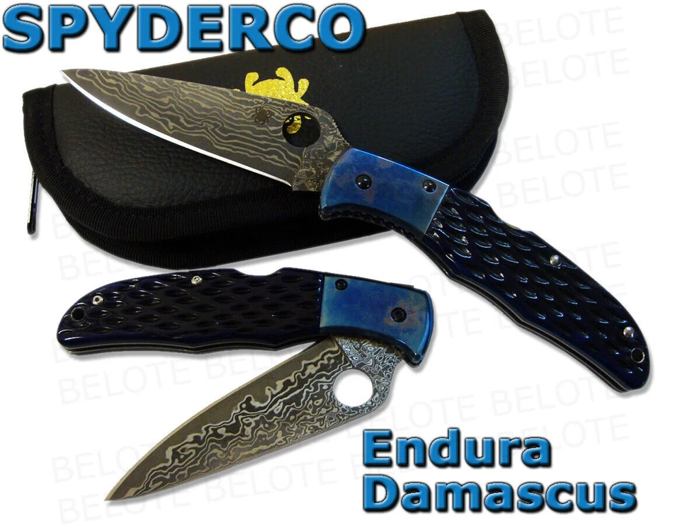 Carpeta de hueso Spyderco SPRINT RUN Endura Damasco azul jigged NUMERADA C10JBBP Foto 1 de 1