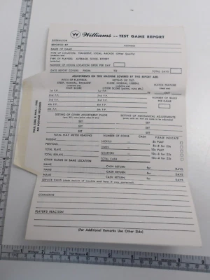 Williams: Test Game Reports (4 en total)- Nuevo de Lote Antiguo Foto 1 de 2