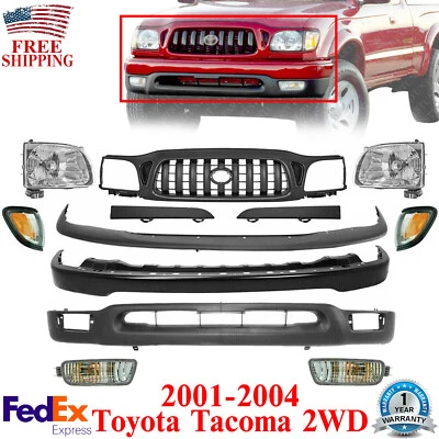 Kit de parachoques delantero cebado + rejilla + faros para Toyota Tacoma 2001-2004 2x2 Foto 1 de 4