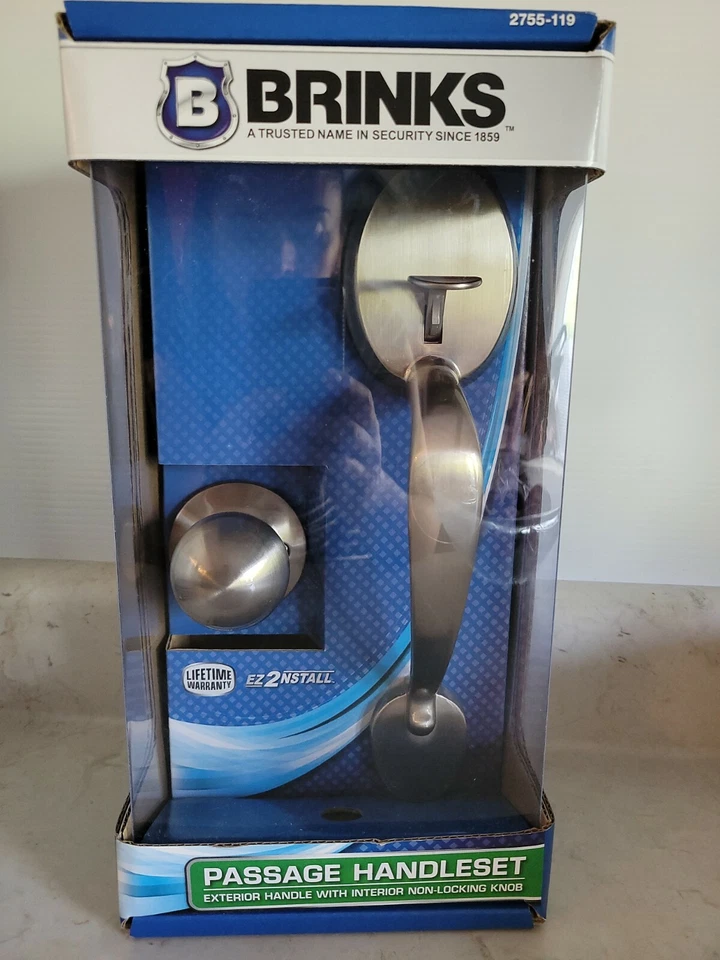 Brink's Passage Door Handleset Interior Ball Doorknob Satin Nickel Finish Brinks