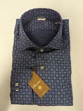stenstroms men's slimline pattern linen shirt, blue size XXL