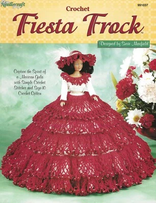 Fiesta Frock Crochet Mexican Gala Barbie Fashion Doll Hat Dress Festive Spanish - Image 1 of 2