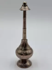 Vintage Brass Rose Water Sprinkler Hand Etched Engraved 7" Tall Made in India - Picture 1 of 5