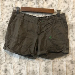 Volcom Juniors Cuffed Shorts Khaki Cotton Casual Size 1 - Picture 1 of 10