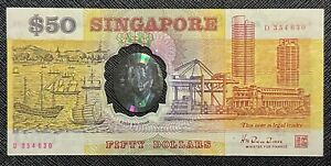 1990 Singapore $50 Dollar Commemorative Note Rare F (FREE 1 B/note) #30345