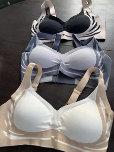 XS 3 PACK Women Ladies Sports Sleep Comfort Bras Full Cup NonWired Seamless Soft - Picture 1 of 6