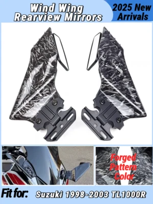 Espejos retrovisores laterales estilo fibra de carbono forjados para Suzuki TL1000R 1998-2003 Foto 1 de 4