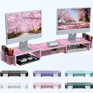 Computer Dual Monitor Stand Riser For Desk, Desk Organizers And Accessories With - Picture 1 of 7