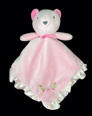 Stepping Stones Pink Teddy Bear Lovey Plush Baby Toy Security Blanket Satin Trim - Image 1 of 3