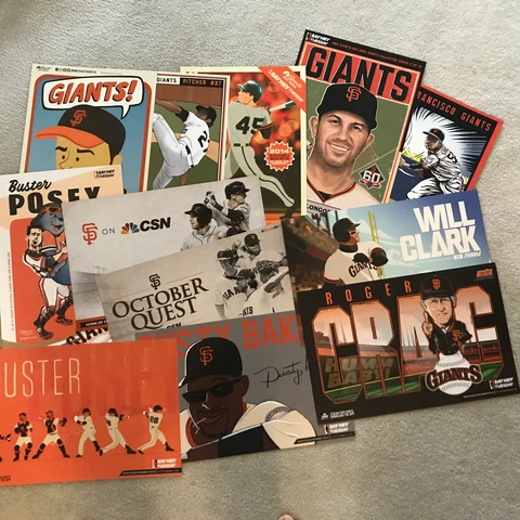12 SF Giants 2018/19 Authentic Fan Posey Baker Clark Belt Cheer Card poster Cover