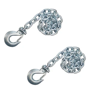 2 Pack Heavy Duty Grade 43 3/8" x 37" Trailer Safety Chain w/ Clevis Slip Hook - Picture 1 of 7