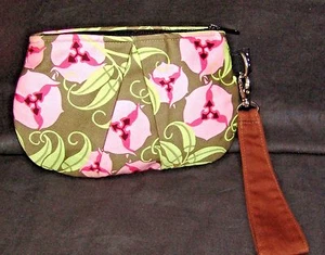 Lill Studio Clutch/Wristlet Pink Brown Green Flower USA-made - Picture 1 of 5