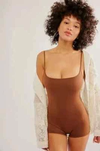 Free People Basique Boyshort One-Piece in Choc Brown - UK XS Brand New  RRP £38 - Picture 1 of 5