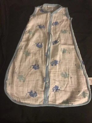 Saco de dormir pequeño Aden Anais niños blanco azul elefantes 0-6 meses Foto 1 de 4