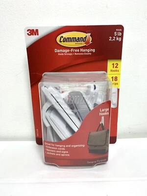 3M Command Damage-Free Hanging 12 Large Utility Hooks  with 18 Large Strips - Image 1 of 2