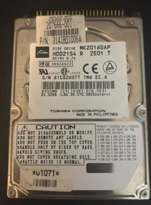 Toshiba MK2016GAP 20GB 2.5" IDE HDD Tested No Bad Sectors Vintage Laptop - Picture 1 of 3