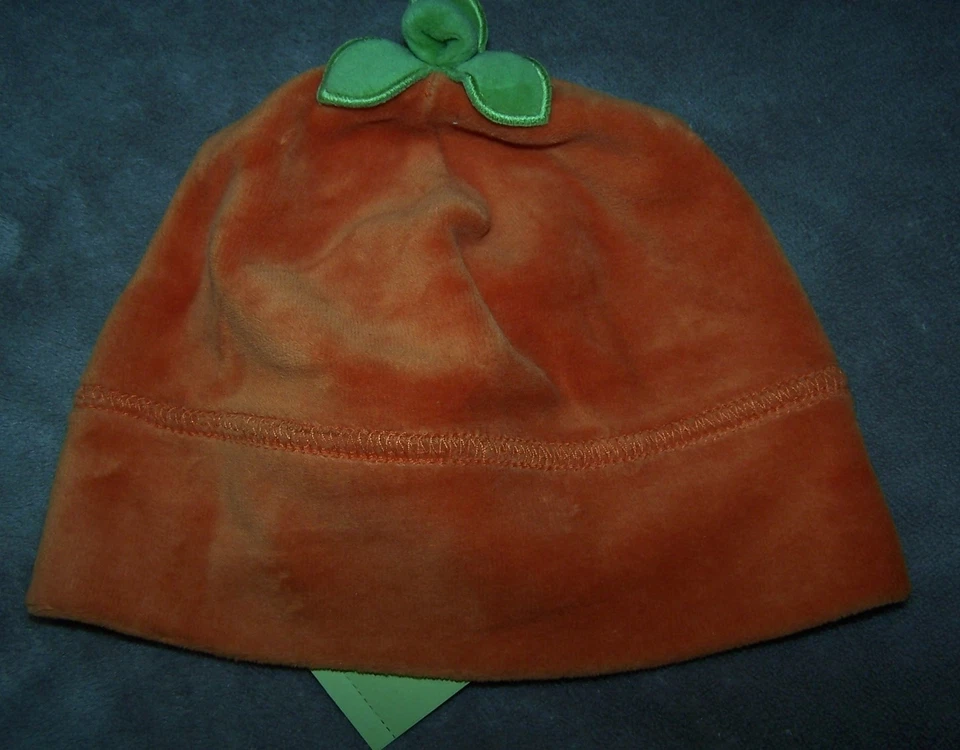 NWT Gymboree Orange Pumpkin Velour pull-on hat Girl size 3-6 months - Image 1 of 1
