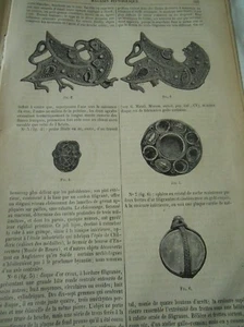 Bijoux Mérovingiens au musée d'Arras Gravure Antique Print 1877 - Picture 1 of 1