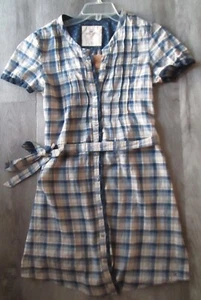 NWT! VTG Y2K HOLLISTER BLUE PLAID BELTED SHIRT SUNDRESS WOMENS SZ S FREE SHIP! - Picture 1 of 11