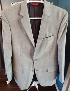 Alfani Light Gray Micro-Check 100% Wool Blazer 42L Sport Coat Suit Jacket Macy's - Picture 1 of 18