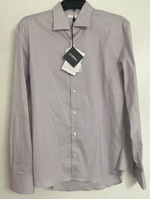 Camisa de vestir a rayas LA PERLA para hombre púrpura/blanco algodón elástico M ITALIA $450) Foto 1 de 4
