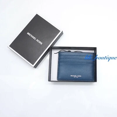 Новый с Ярлыками Michael Kors мужчин Warren кожи высокий карты чехол бумажник океан синий $68 с коробкой - Изображение 1 из 4