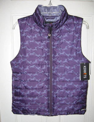 NEW KERRITS KIDS HORSE CRAZY QUILTED VEST SZ XL PURPLE DIAMOND HORSE NWT $59 - Image 1 of 4