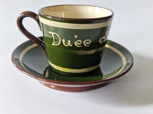 Taza de té y platillo vintage Green Longpark Torquay "Duee drink a cup a Tay" - Imagen 1 de 8