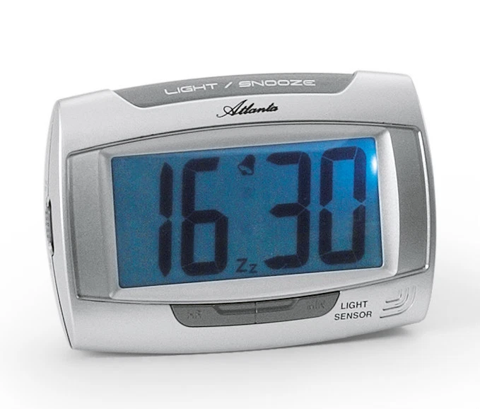 Quarzwecker LCD mit automatischer Beleuchtung Nachtlicht Lichtsensor - 1669/19 - Bild 1 von 1