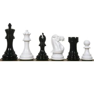 4.1" Pro Staunton Black & White Lacquered Wooden Chess Pieces Only Set