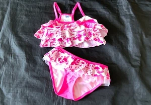 NWT Girls Two Piece Ruffled Bikini Bathing Suit Swimsuit Set SZ 4 Pink Free Ship - Picture 1 of 5