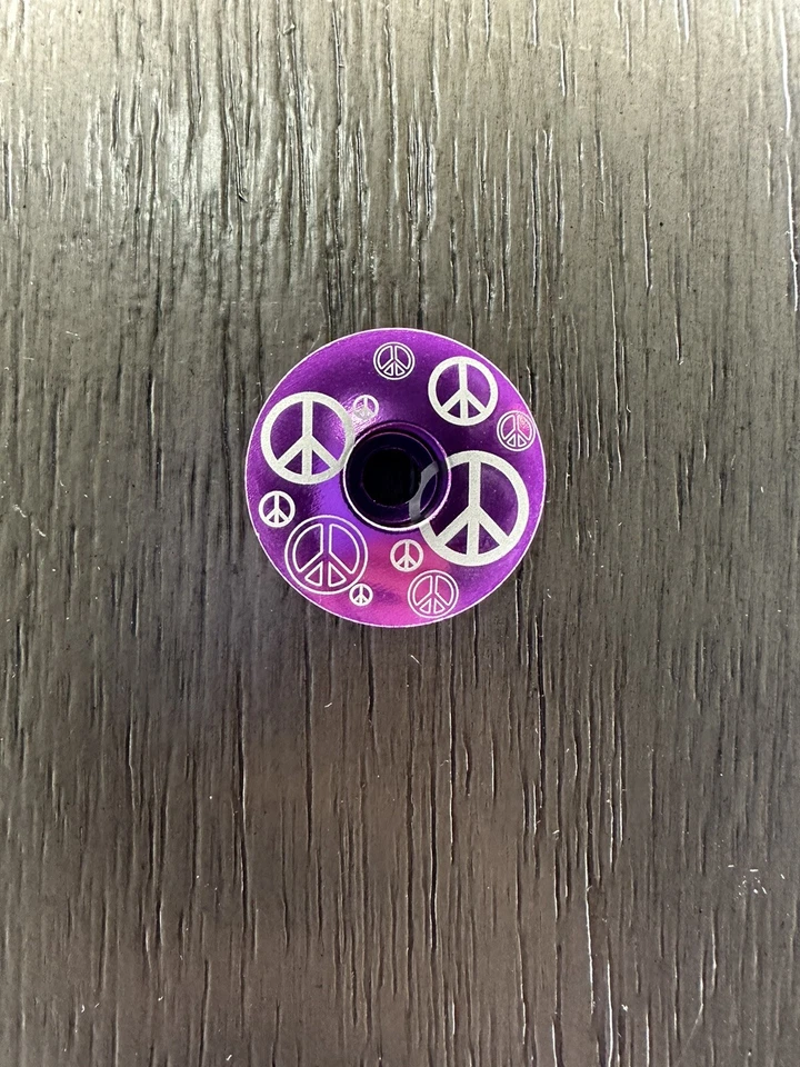 Peace Sign Design Bicycle Headset Top Stem Cap 1 1/8" Purple - Image 1 of 1