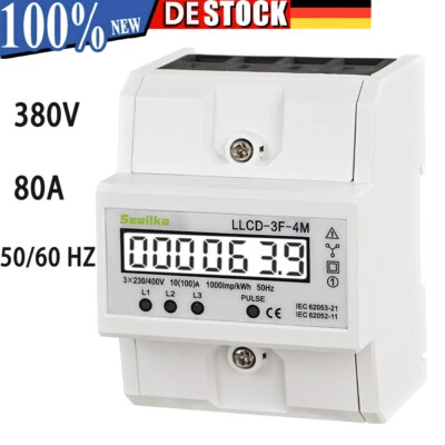SEAILKA Stromzähler für DIN Hutschiene Digital Wechselstromzähler Zwischenzähler AC 380V