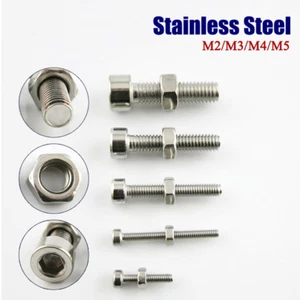 M2/M3/M4/M5 Cap Head Hex Socket Screw & Hex Nuts Set Stainless Steel 10 Pcs - Picture 1 of 7