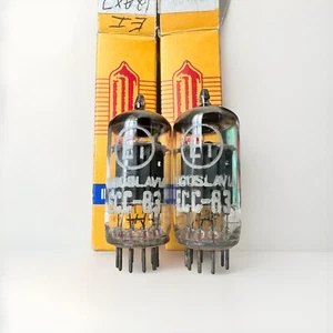 NOS MATCHED PAIR NIS YUGO GRAILS ECC83 Telefunken Tooling Smooth Plates Bluetip - Picture 1 of 23