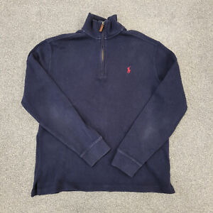 Polo Ralph Lauren Navy Blue Quarter Zip Knit Jumper Size S Excellent Condition