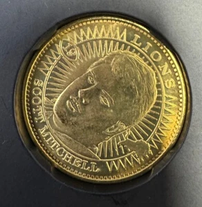 1997 Pinnacle Mint Collection NFL Brass Coin Scott Mitchell #19 Detroit Lions - Picture 1 of 3