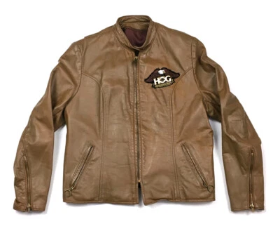 VTG Brooks Brown Leather Cafe Racer Moto Jacket 60s Detroit Harley Patch Mens 40 - Image 1 of 4