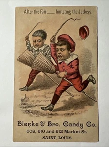 Vtg CANDY Company Kids Horse Jockey Saint Louis MO Victorian Trade Card 1880s - Picture 1 of 9