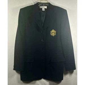 Rena Rowan for Saville Black Blazer with Gold Embroidered Crest Jacket Womens 8 - Picture 1 of 6
