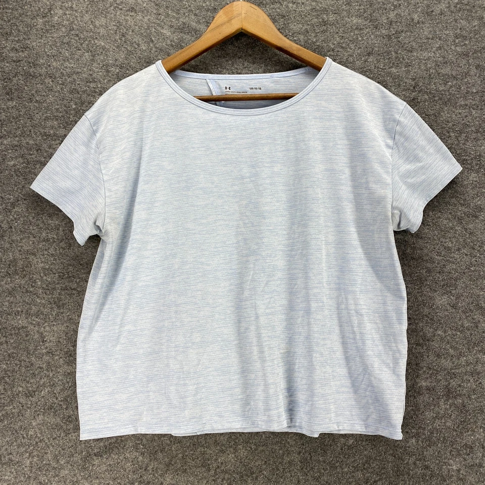 Camiseta Under Armour Mujer L Grande Azul Manga Corta Suelta Heatgear Cuello Redondo Foto 1 de 4