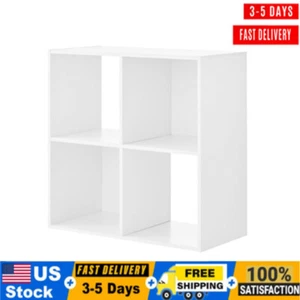  4-Cube Storage Organizer Bookshelf Bookcase Open Storage Display Shelf White US - Picture 1 of 7