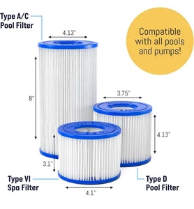 Paquete de 6 filtros SPA para bañera de hidromasaje Sunset tipo VI - uso con todos los spas tipo VI - Imagen 1 de 3