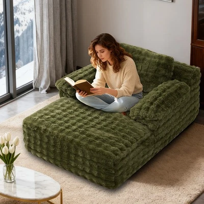 Sofá chaise salón de gran tamaño cómodo silla de lectura cama sofá cama con almohadas Foto 1 de 4