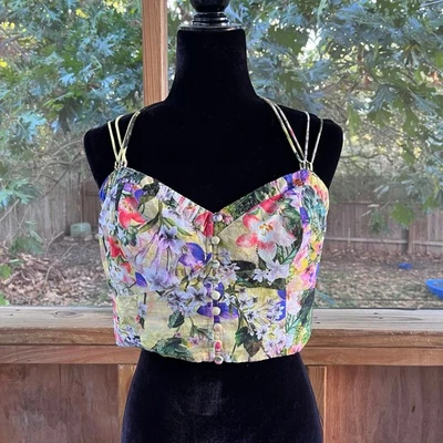 Top corto floral colorido Anthropologie Maeve para mujer talla 12 Foto 1 de 4