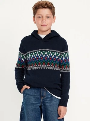Old Navy Kid мальчиков Fair Isle пуловер свитер толстовка с капюшоном Fair Isle размер большой (10-12) - Изображение 1 из 3