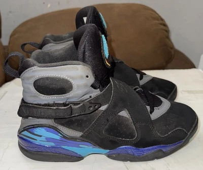 Air Jordan 8 Retro Aqua Zapatos Juveniles Talla 5Y Negro Púrpura Verde azulado 305368-025 2015 OG Foto 1 de 4