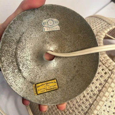 复古编织藤吊坠灯棕色 14 英寸用于用餐或露台 — 第 1/4 张图片