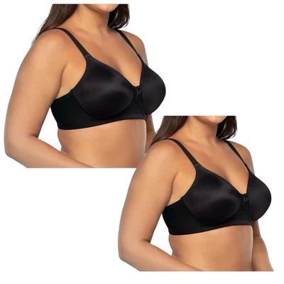 Dos sujetadores Vanity Fair radiantes inalámbricos, suavizantes traseros y laterales cobertura completa 38D Foto 1 de 4