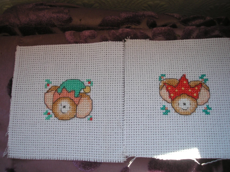 2 Completed cross stitch, Monty & Minnie - Image 1 of 1
